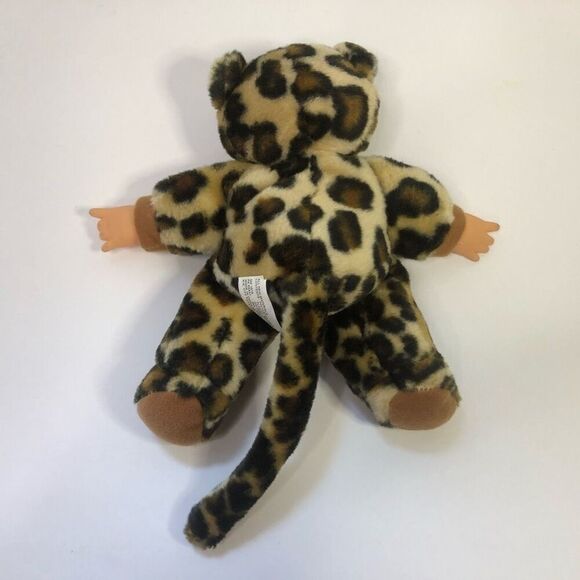 vintage hi city toys girl dressed as jaguar/leopard big cat bean 8 inch - Picture 3 of 5